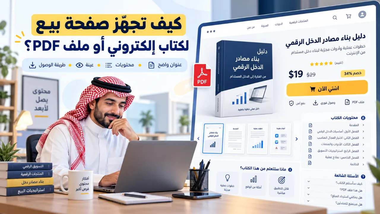 كيف تجهّز صفحة بيع لكتاب إلكتروني أو ملف PDF؟